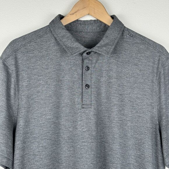 Lululemon Polo Shirt Men L Gray Evolution Short Sleeve Performance Active Golf - Picture 2 of 5